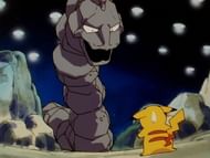 Pikachu had a rough time against Brock's Onix (Image via The Pokemon Company)